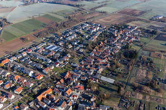 Aerial view of Lower Main Street, Guttenberg Street and Wasgau Street in the district Kleinsteinfeld in Steinfeld in the state Rhineland-Palatinate, Germany