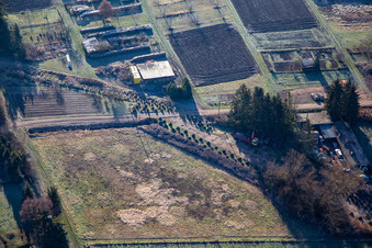 Tank blocker line of WW 2nd in Steinfeld in the state Rhineland-Palatinate, Germany from above