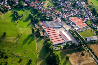 Drone recording of Vogelsitze GmbH, Kleinsteinbacherstraße 44 in the district Stupferich in Karlsruhe in the state Baden-Wuerttemberg, Germany