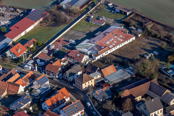 Aerial photograpy of Autohaus Frey GmbH & Co.KG in Minfeld in the state Rhineland-Palatinate, Germany
