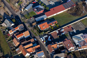 Oblique view of BURG-HAUS GmbH in Minfeld in the state Rhineland-Palatinate, Germany
