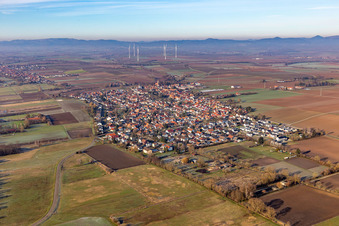 Minfeld in the state Rhineland-Palatinate, Germany from the plane