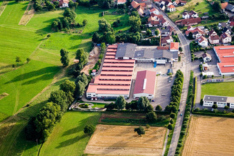 Vogelsitze GmbH, Kleinsteinbacherstraße 44 in the district Stupferich in Karlsruhe in the state Baden-Wuerttemberg, Germany from the drone perspective