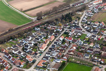 Bird's eye view of In the rose garden in Winden in the state Rhineland-Palatinate, Germany
