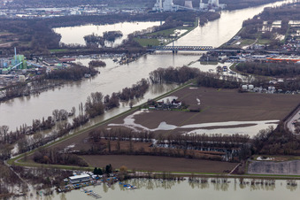 Hofgut Ludwigsau during Rhine floods in the district Maximiliansau in Wörth am Rhein in the state Rhineland-Palatinate, Germany
