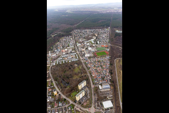 Aerial view of Dorschberg with the Wörther Bürgerpark in Wörth am Rhein in the state Rhineland-Palatinate, Germany