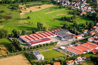 Oblique view of Vogelsitze GmbH, Kleinsteinbacherstraße 44 in the district Stupferich in Karlsruhe in the state Baden-Wuerttemberg, Germany