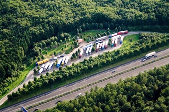 Mutschelbach, motorway parking lot in the district Untermutschelbach in Karlsbad in the state Baden-Wuerttemberg, Germany
