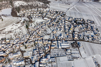 Aerial view of Winter aerial view in the snow in the district SaintMartin in Sankt Martin in the state Rhineland-Palatinate, Germany