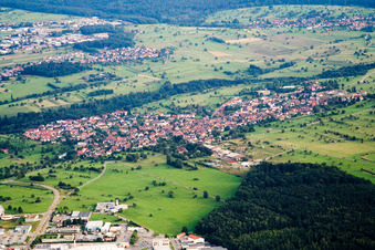 Aerial view of From the north in the district Ittersbach in Karlsbad in the state Baden-Wuerttemberg, Germany