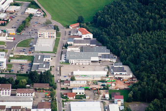Ittersbach, industrial area in the district Im Stockmädle in Karlsbad in the state Baden-Wuerttemberg, Germany from above