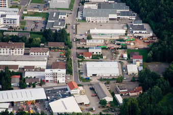 Ittersbach, industrial area in the district Im Stockmädle in Karlsbad in the state Baden-Wuerttemberg, Germany out of the air