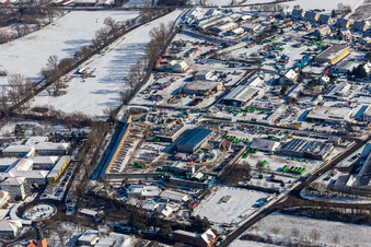 Winter aerial photograph in the snow Süd-Müll GmbH in Landau in der Pfalz in the state Rhineland-Palatinate, Germany