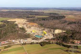 Oblique view of Quarry, Georg Mast gravel works, landfill in the district Sulz am Eck in Wildberg in the state Baden-Wuerttemberg, Germany
