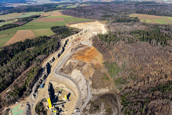Quarry, Georg Mast gravel works, landfill in the district Sulz am Eck in Wildberg in the state Baden-Wuerttemberg, Germany out of the air