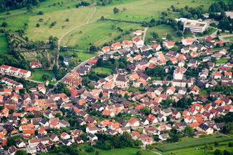 Aerial view of District Ittersbach in Karlsbad in the state Baden-Wuerttemberg, Germany