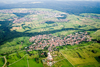 Aerial photograpy of District Ittersbach in Karlsbad in the state Baden-Wuerttemberg, Germany