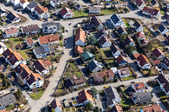 Aerial view of Perouser Street in the district Malmsheim in Renningen in the state Baden-Wuerttemberg, Germany
