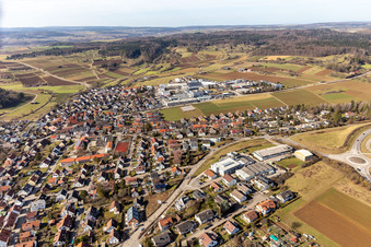 Aerial photograpy of District Malmsheim in Renningen in the state Baden-Wuerttemberg, Germany