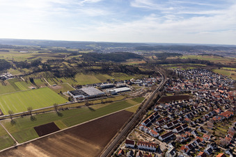 K2 Systems beyond the railway line in the district Malmsheim in Renningen in the state Baden-Wuerttemberg, Germany