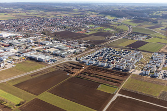 Renningen in the state Baden-Wuerttemberg, Germany seen from above