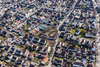 Flower Street from the north in Renningen in the state Baden-Wuerttemberg, Germany