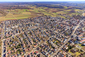Overview of the town from the northwest in Renningen in the state Baden-Wuerttemberg, Germany