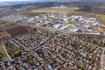 Train station and industrial area Industriestr in Renningen in the state Baden-Wuerttemberg, Germany
