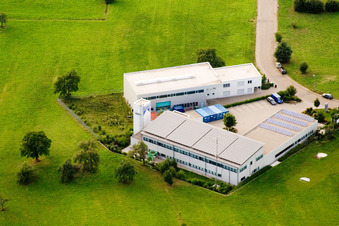 Ittersbach, industrial area in the district Im Stockmädle in Karlsbad in the state Baden-Wuerttemberg, Germany from the plane