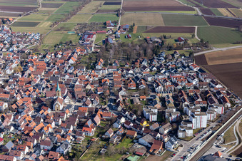 Aerial view of At the parish gate in Renningen in the state Baden-Wuerttemberg, Germany