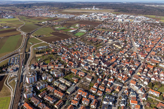 Renningen in the state Baden-Wuerttemberg, Germany from the plane