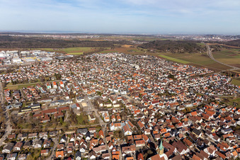 View of the town from the southwest in Renningen in the state Baden-Wuerttemberg, Germany