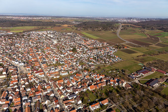 View of the town from the south in Renningen in the state Baden-Wuerttemberg, Germany
