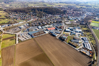 Benzstrasse commercial area in Herrenberg in the state Baden-Wuerttemberg, Germany