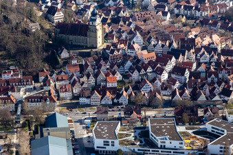 Historic old town from the west in Herrenberg in the state Baden-Wuerttemberg, Germany