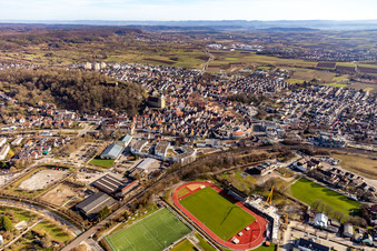 City overview from the north in Herrenberg in the state Baden-Wuerttemberg, Germany