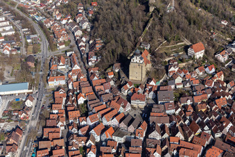 Aerial view of Marketplace in Herrenberg in the state Baden-Wuerttemberg, Germany