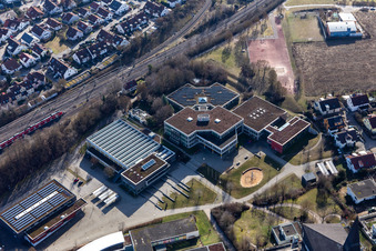 Aerial view of Andreae Gymnasium in Herrenberg in the state Baden-Wuerttemberg, Germany