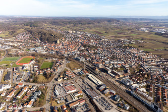 City overview from the west in Herrenberg in the state Baden-Wuerttemberg, Germany