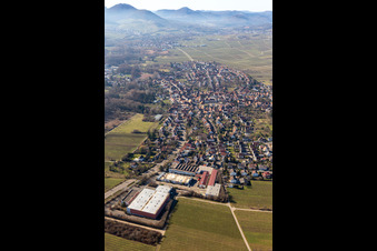 District Godramstein in Landau in der Pfalz in the state Rhineland-Palatinate, Germany from above