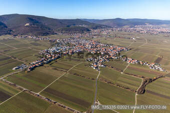Aerial view of District Diedesfeld in Neustadt an der Weinstraße in the state Rhineland-Palatinate, Germany