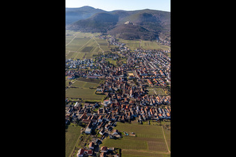 Oblique view of District Diedesfeld in Neustadt an der Weinstraße in the state Rhineland-Palatinate, Germany