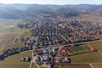 Aerial view of Wachenheim an der Weinstraße in the state Rhineland-Palatinate, Germany