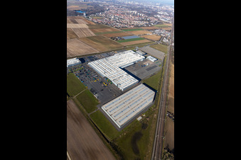 Aerial view of Joseph Vögele in the district Rheingönheim in Ludwigshafen am Rhein in the state Rhineland-Palatinate, Germany