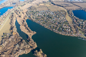 Neuhofener Altrhein and Blue Adriatic recreation area in Altrip in the state Rhineland-Palatinate, Germany