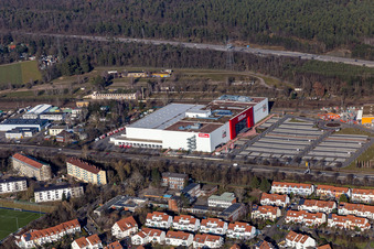 Industrial estate and company settlement Moebel Hoeffner in Schwetzingen in the state Baden-Wuerttemberg, Germany