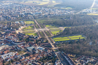 Aerial photograpy of Castle Park in Schwetzingen in the state Baden-Wuerttemberg, Germany