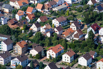 Oblique view of Elsässer Street in Kandel in the state Rhineland-Palatinate, Germany