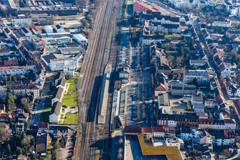 Railroad station in Schwetzingen in the state Baden-Wuerttemberg, Germany
