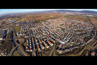 Town View of the streets and houses of the residential areas in Plankstadt in the state Baden-Wuerttemberg, Germany